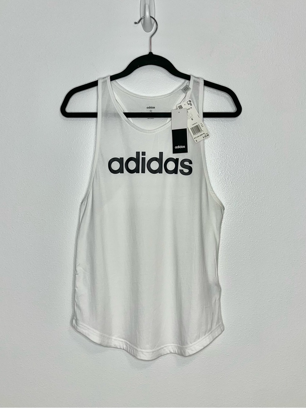 Adidas Essentials Linear Loose Tank Top Women’s S White Black NWT